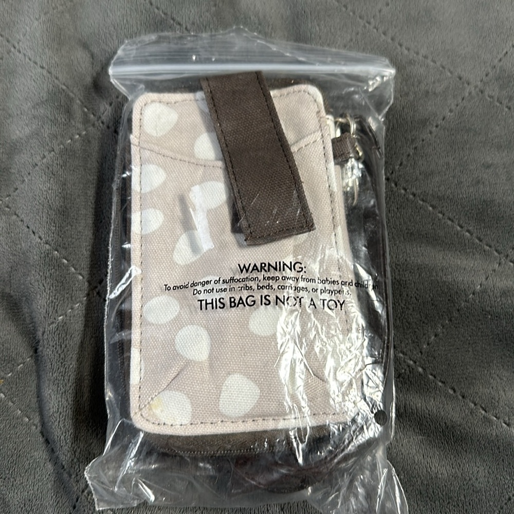 New Thirty-One Beige Polka Dot Wristlet - Picture 2 of 5